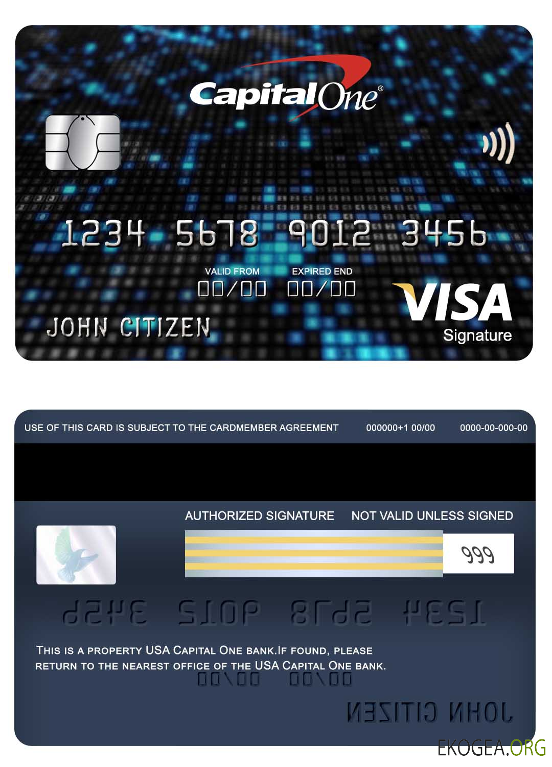 Carte de signature de visa bancaire USA Capital One